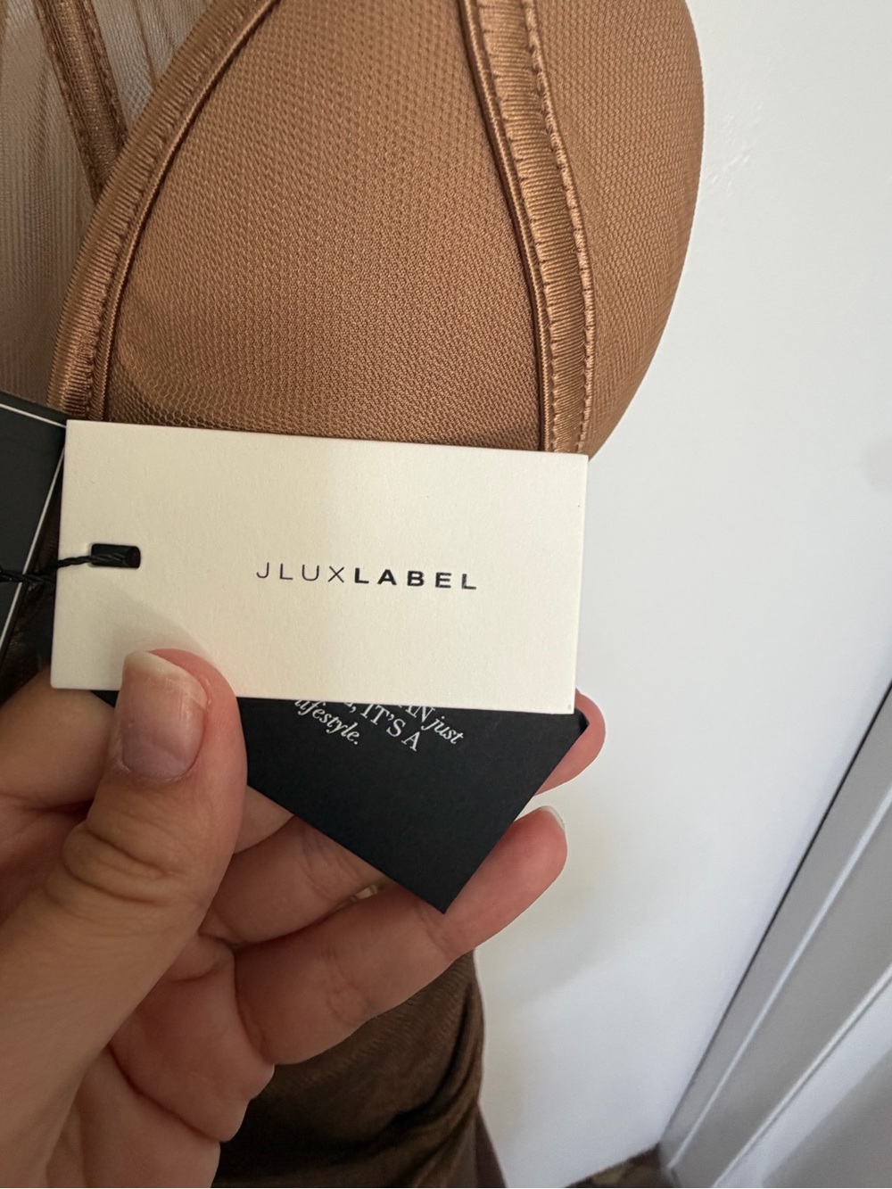 JLUXLABEL Tan Strappy Sheer Panel Dress - Picture 5 of 5